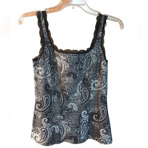 White House Black Market Silver and Black Camisole Top XS